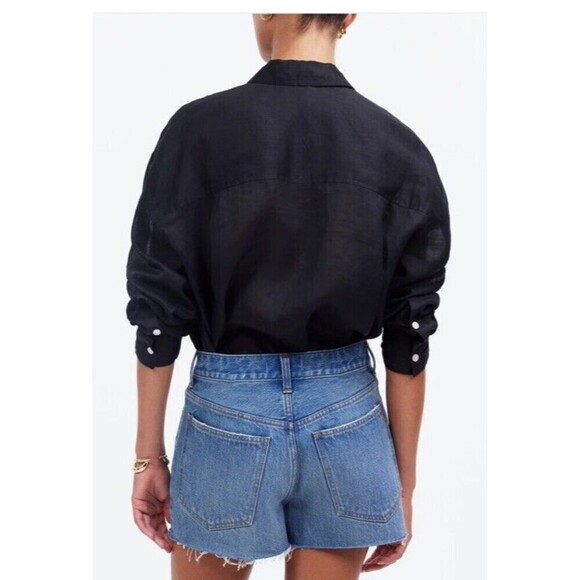 MADEWELL Relaxed Mid-Length Denim Jean Shorts Size 24 NWT Raw Hem Casual - Picture 6 of 13